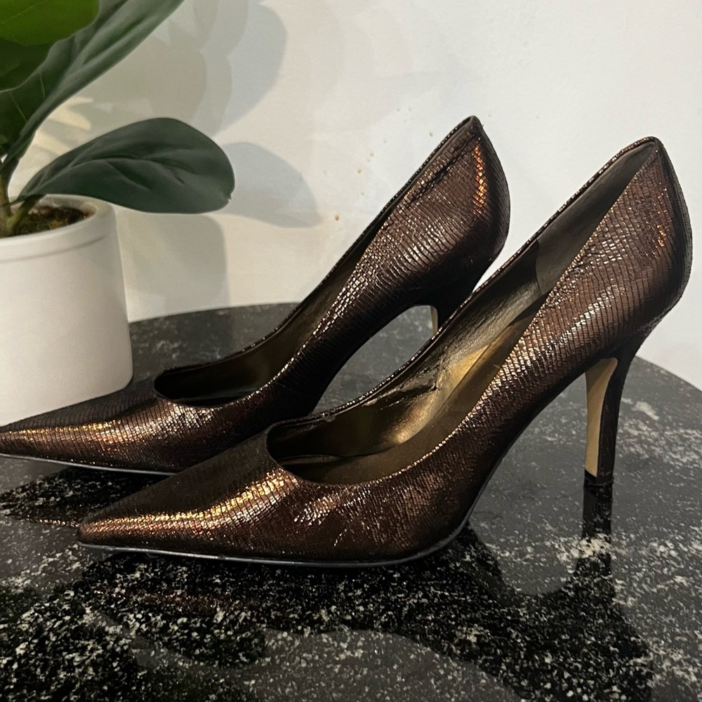 Elegant Metallic Brown Women's Heels